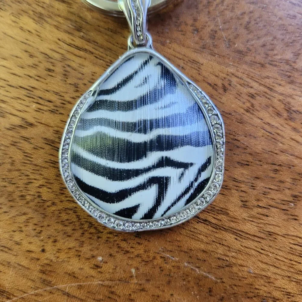 Brighton Trinity Fob E14680 Reversible Zebra Print Floral Keychain with Crystals
